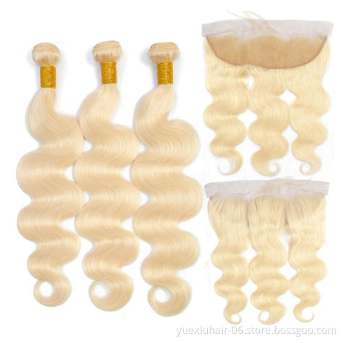 613 Blonde Hair Extensions Brazilian Hair Weave Bundles Virgin Human Hair Unprocessed  bundles vendor extension